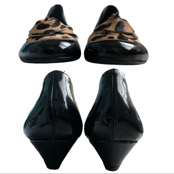Butter black patent wedges with leopard flower - Picture 5 of 7